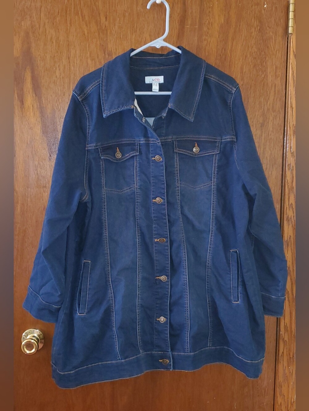 Denim & Co Stretch Dark Blue Denim Jacket Sz 2x
